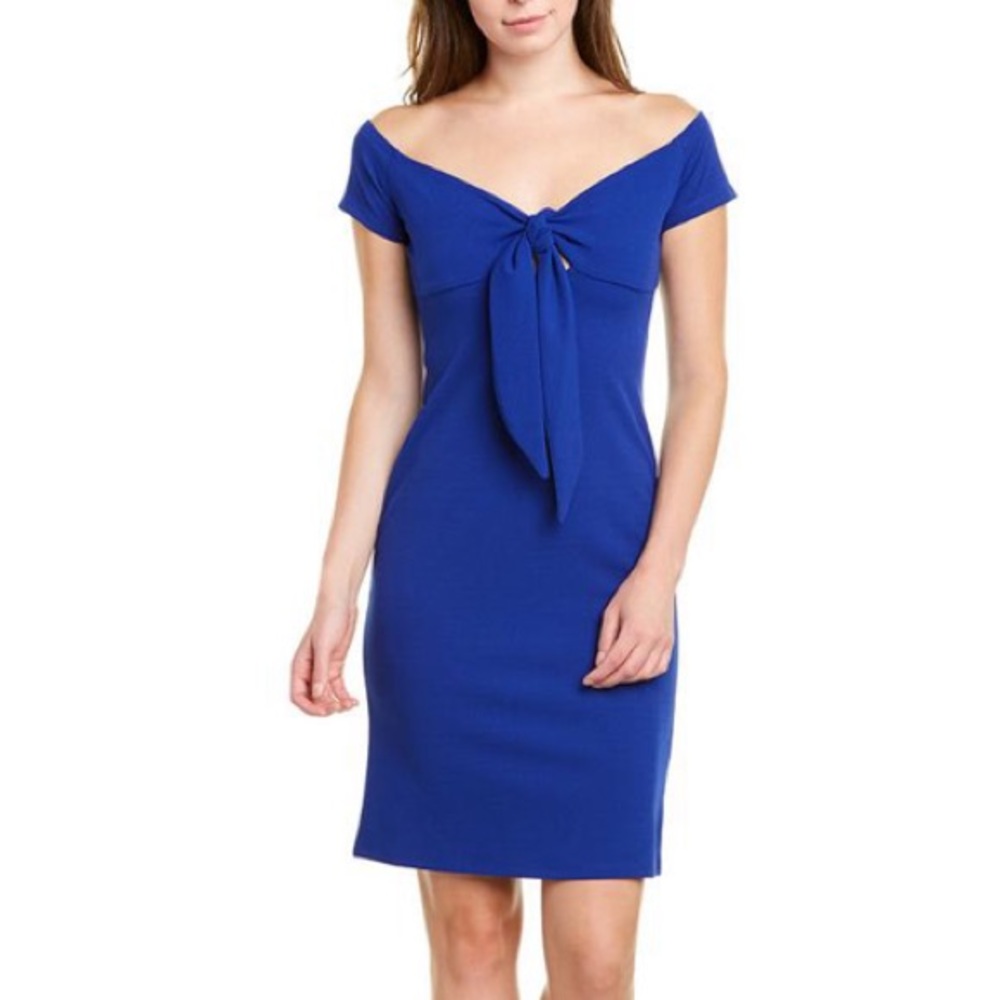 Bebe Royal Blue Tie Front Off Shoulder Dress NWT